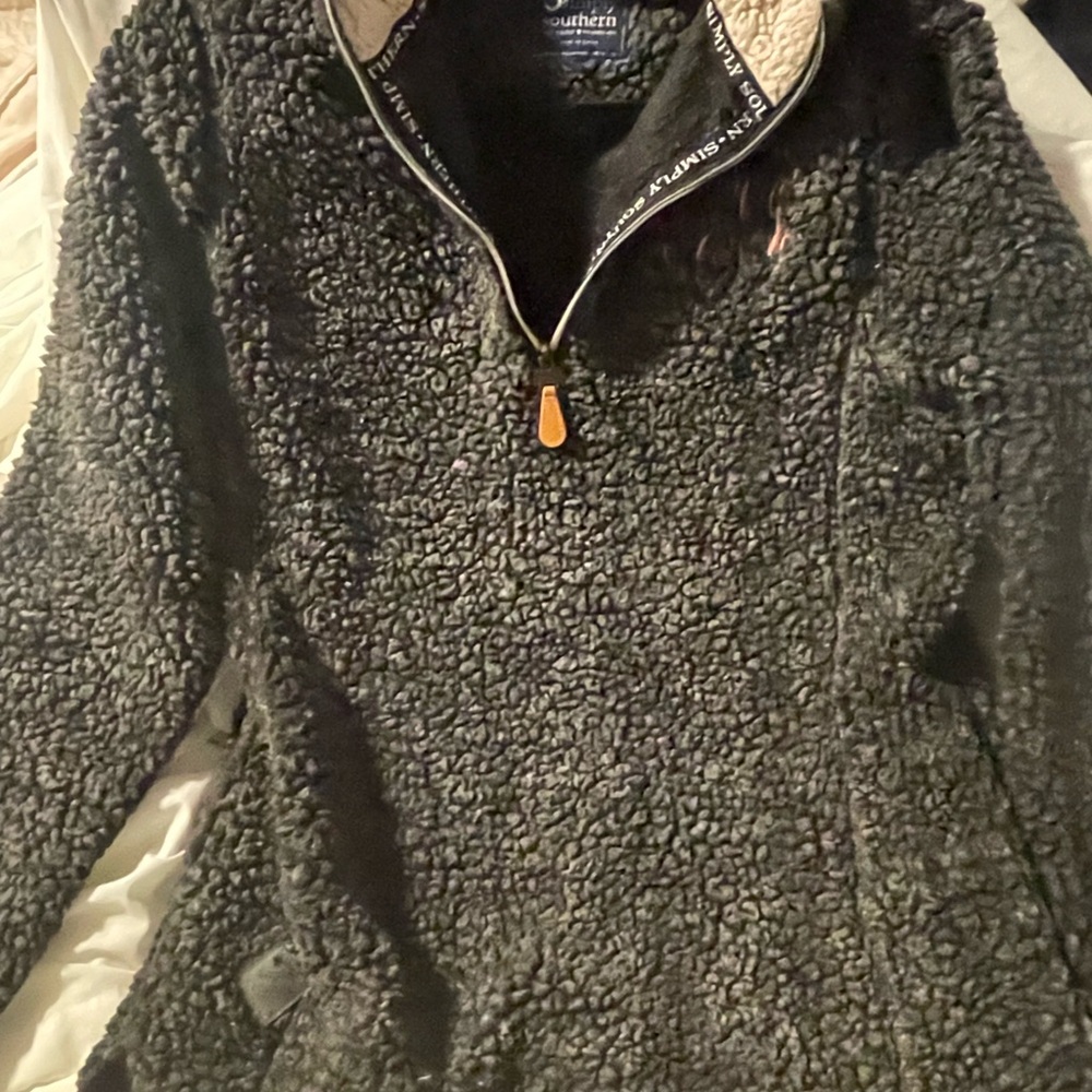 Simply Southern Black Fleece Pullover Quarter Zip embroidered initials
